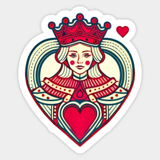 Retro Queen of Hearts Playing Card Graphic Sticker